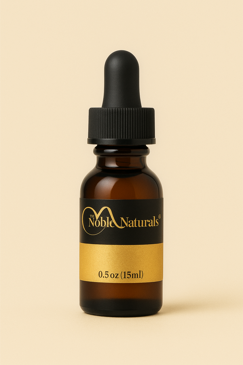 0.5 oz Noble Naturals Hair Growth Oil Sample – Amber Dropper Bottle with Gold Label
